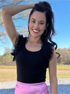 BLUE B black ruffle bodysuit
